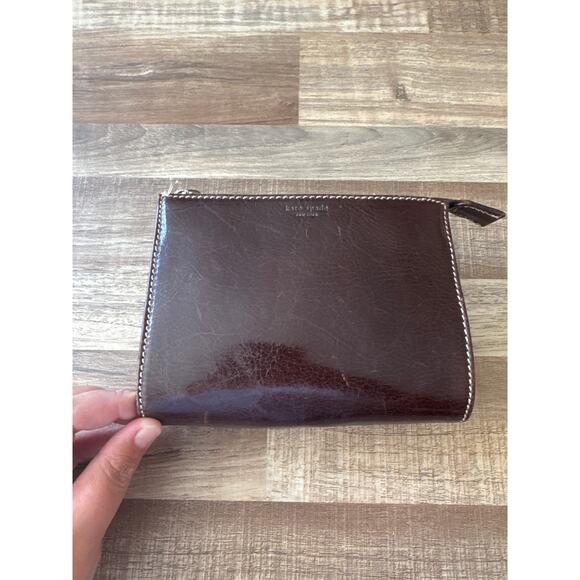 Vintage Women's Kate Spade Chocolate Brown Italian Leather Clutch Wallet Classy - Picture 1 of 5